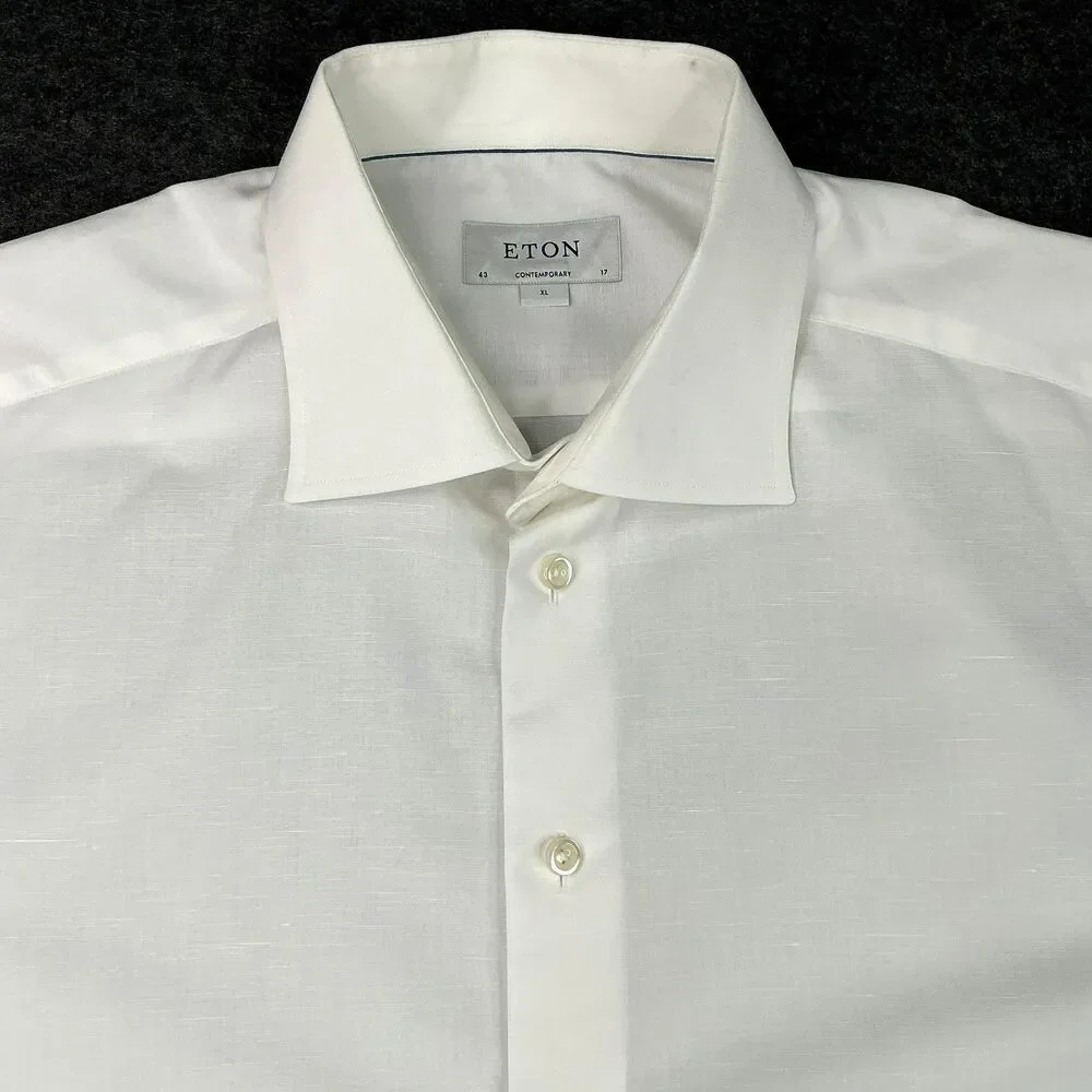 ETON Dress Shirt sz XL 43 17 White Button Up Contemporary Fit Long Sleeve Luxury